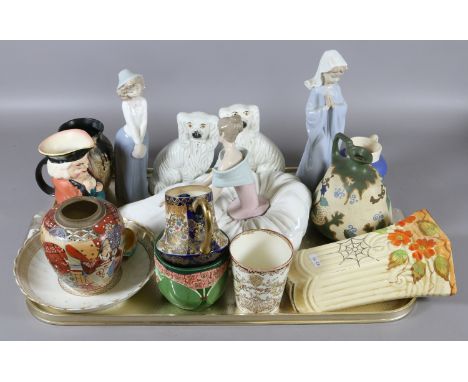 A tray lot of mixed collectables to include Nao figures and oriental ceramics etc.