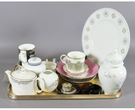 A tray of collectable ceramics, Aynsley, Wedgwood, Royal Crown Derby, Coalport and Royal Worcester etc.