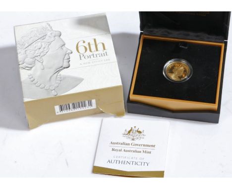 The 6th Portrait 2019 $25 gold proof coinDenomination $25. Metal 99.99 % Au. Mass ¼ oz. Diameter 21.69mm. Royal Australian Mi