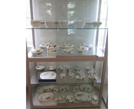 An extensive Royal Worcester Evesham dinner service 12 person setting including tea set, 6 lidded tureens serving dishes, pie