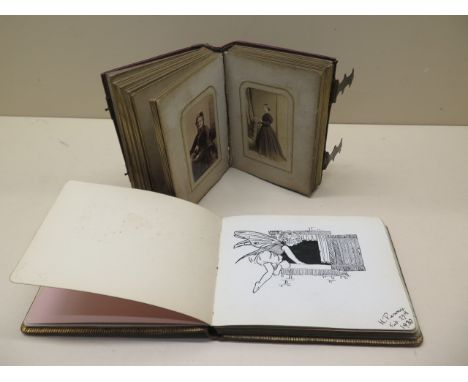 A Victorian Carte de Visite photograph album and an autograph sketch album 