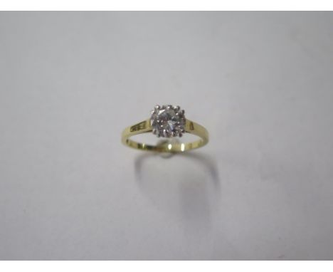A hallmarked 18ct solitaire diamond ring, approx 0.95ct, size M, approx 2.7 grams, diamond bright and lively 