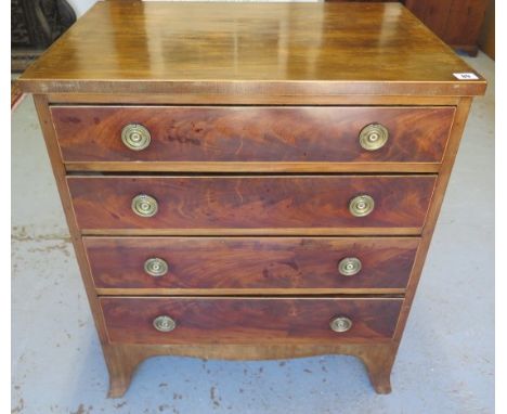 A mahogany 4 drawer chest on splayed bracket feet, 78cm tall x 68cm x 46cm 