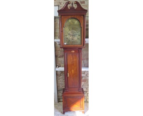 A mahogany 8 day striking longcase clock with a 13" arched brass dial signed Jno Johnstone Ayr, case and mechanism in restore