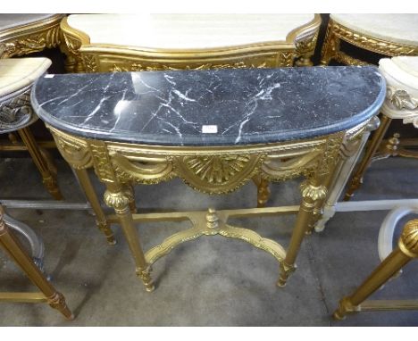 A reproduction French Louis XV style gilt console table