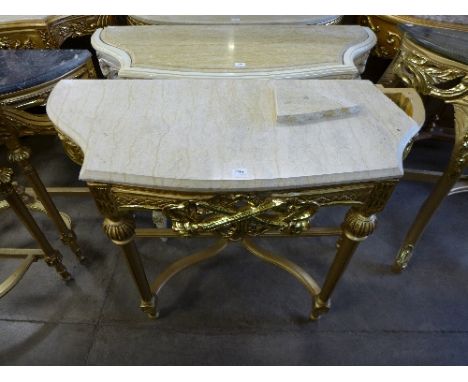 A reproduction French Louis XV style gilt console table