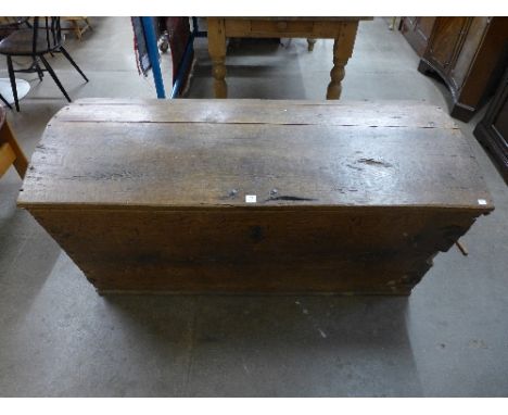 A large 18th Century oak domed top trunk