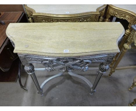 A reproduction French Louis XV style silver console table