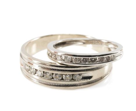 PLATINUM DIAMOND HALF ETERNITY RING, 0.25cts overall approx., together with 14k white gold seven stone diamond ring by Shane 