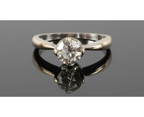 WHITE METAL DIAMOND SOLITAIRE RING, the single round cut stone measuring 0.75ct approx., ring size N, 3.8gmsProvenance: priva