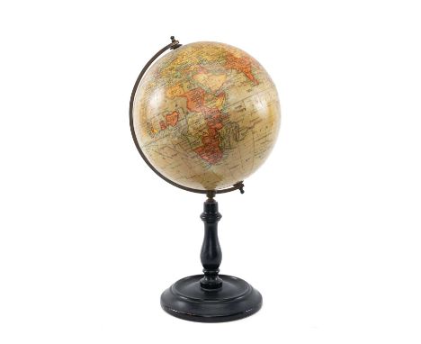 EIGHT INCH 'GEOGRAPHIA' TERRESTRIAL GLOBE, c. 1923, oval cartouche: "Railways, Steamer route distances in Sea-miles, Heights 