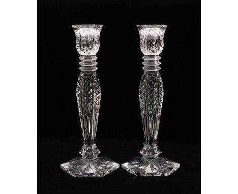 PAIR WATERFORD CRYSTAL CANDLESTICKS, Bethany pattern, 25cms (h) (2)Provenance: private collection SwanseaComments: no problem