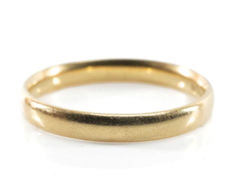 18CT GOLD WEDDING BAND, ring size P, 2.7gmsProvenance: light wear overall, viewing recommended