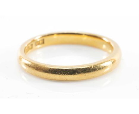 22CT GOLD WEDDING BAND, ring size N 1/2, 4.4gmsProvenance: private collection CardiffComments: light wear, viewing recommende