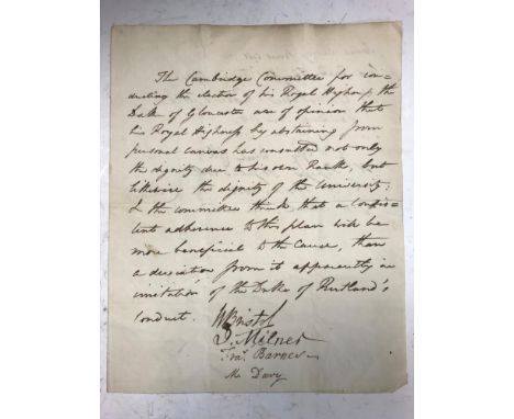 [Cambridge University elections, 1811.] Manuscript circular on the contest for the election of the Chancellor of Cambridge Un
