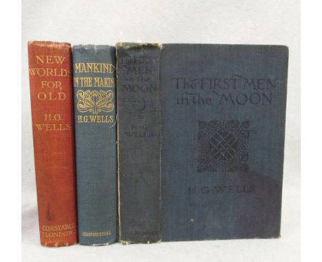 WELLS (H G) The First Men in the Moon, first edition, later issue binding, London: G. Newnes 1901, 8vo, 12 plates as called f