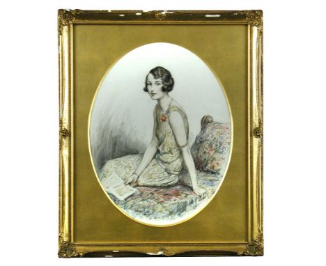 Wilmot Lunt (English, 19th - 20th Century) Portrait of a seated lady, pencil and watercolour, signed, 44 x 34cm (oval); Bassa