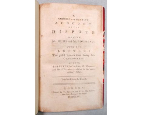 A Concise and Genuine Account of The Dispute Between Mr Hume and Mr Rousseau, With the Letters that passed between them, Lond