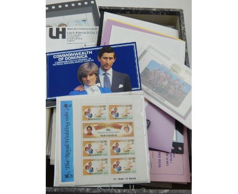 A large collection of 1981 Prince Charles and Diana Royal Wedding stamp packs, mint GB and Commonwealth.