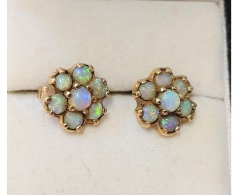 A pair of opal earrings 