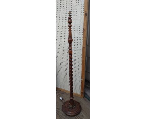 A Turned Wood Standard Lamp  (143cm)and a Cast Iron Pot (38 x 48cm) 