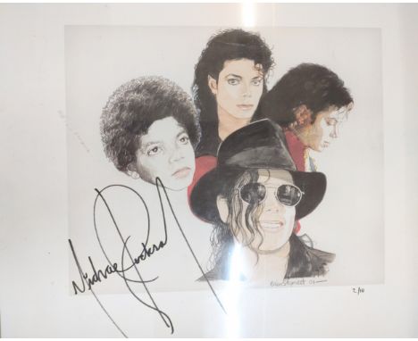Michael Jackson signed lithograph. 45 x 52cm. 