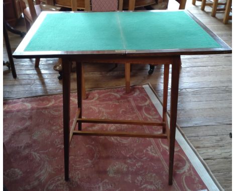 A Vintage card table. With green baize top. 71 x 70 x 51cm. 