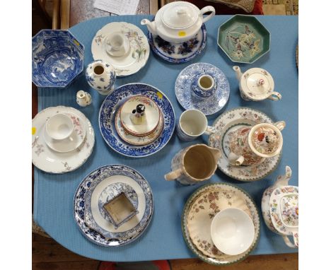 A Cauldon blue and white octagonal bowl 20cm diameter, Spode Italian dish 27cm, Booths Indian Ornament dish 26.5cm, and other