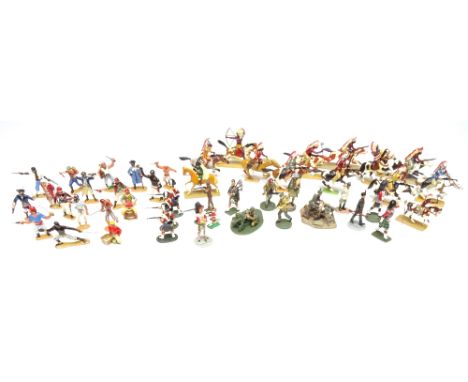 Repainted Johillco and other Pirates twelve mounted North American Indians and twenty other toy soldiers (Condition Excellent