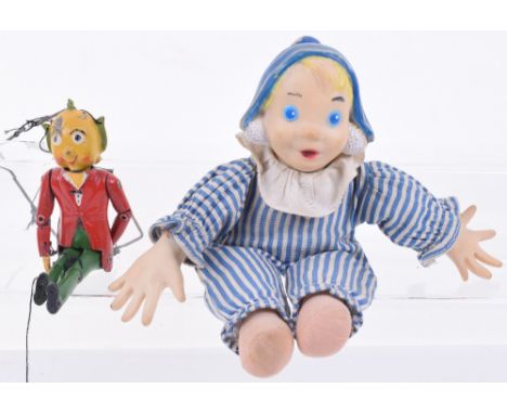 Luntoy Mr Turnip Diecast Puppet ,in good unboxed condition and a Chad Valley Andy Pandy doll, in good condition, some rubbing