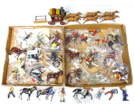 Johillco Stage Coach with plastic luggage metal Driver, Shotgun and six horses, assorted Wild West, Timpo Life Guard, HM Quee