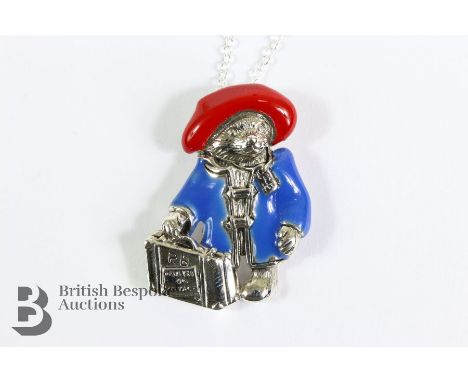 Silver and enamel Paddington bear pendant, suspended from a 925 necklace, ideal for the little girl in your life.&nbsp;