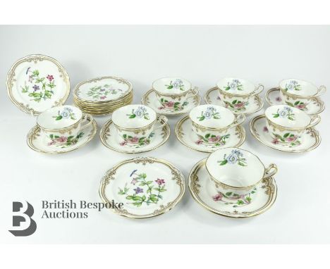 Twenty-six pieces of Spode Stafford Flowers porcelain, comprising eight cups, eight saucers and ten sandwich plates. Conditio