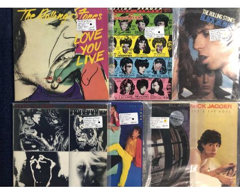The Rolling Stones - 7 LP Records: Love You Live 2xLP 1st Press, Some Girls 1st Press uncensored sleeve Red Title, Black And 