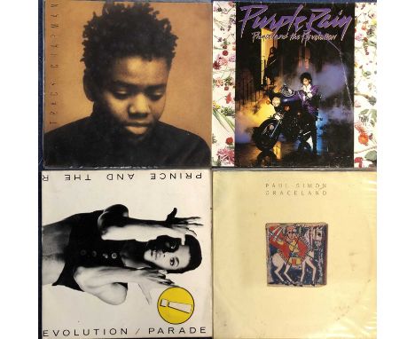 80s Rock/Pop/Indie – 28 LP Records – Tracy Chapman 1st LP, Prince – Purple Rain &amp; Parade, Paul Simon – Graceland, Raven –