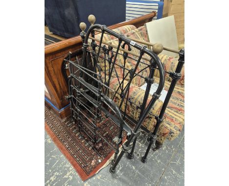 An early 20th century brass and iron single bed complete with sprung base and besoke mattress. together with a child bed with