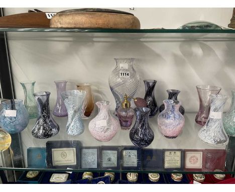 A collection of Caithness vases and a paperweight