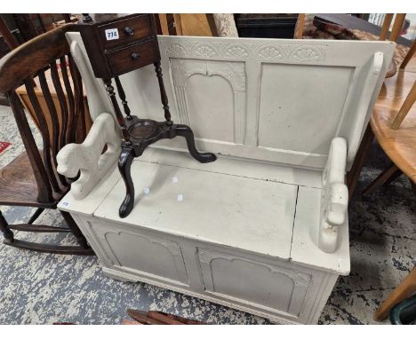 A Vintage painted monks bench settle.