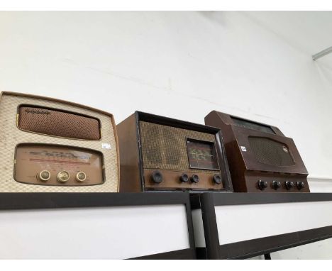 Three radio sets, to include one in a wooden case and one by Decca