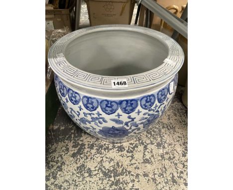 A Chinese blue and white planter. H 31 W 36cms