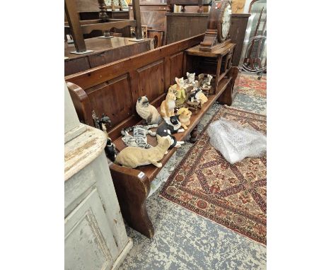 A large pine church pew.
