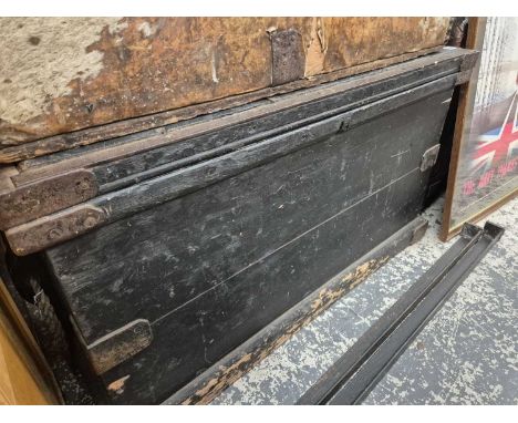 A large antique pine tool chest.