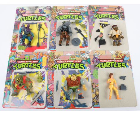 Quantity of Vintage Teenage Mutant Hero Ninja Turtles Action Figures with accessories Bandai Playmates.  Including Rocksteady