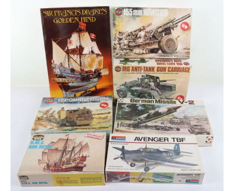 Quantity of  Military and Civilian Model kits. All new unused in box. Including Revell Sir Francis Drakes Golden Hind, Life L