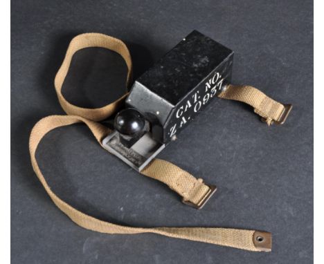 A WWII Second World War British Military Morse code key and plug assembly No. 9. Metal box marked ' Cat No. Z.A 0937 ' with B