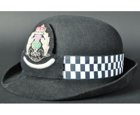 An original 20th Century Scottish Superintendent's female police hat / helmet. The felt hat of typical form with hard hat top