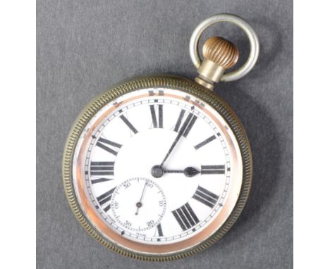 A WWII Second World War British Navy Officers ' pattern 300 ' Swiss made pocket watch. Nickel case back marked PATT 300 above