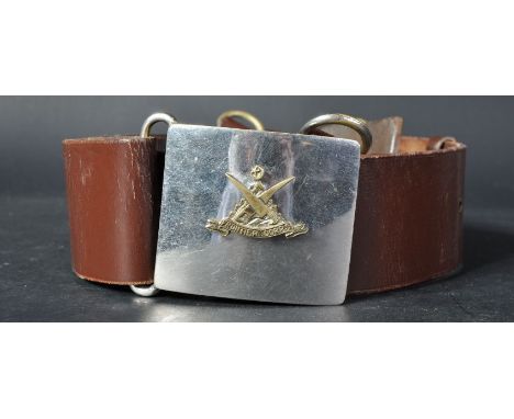 A late WWII Second World War Pakistan Frontier Corps ( Bara Rifles ) officers uniform belt. Brown leather with various loops 