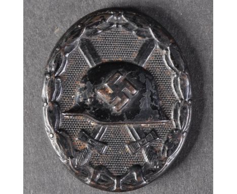 A WWII Second World War Third Reich Nazi German Wound Badge. A black example&nbsp;for those wounded once or twice by hostile 