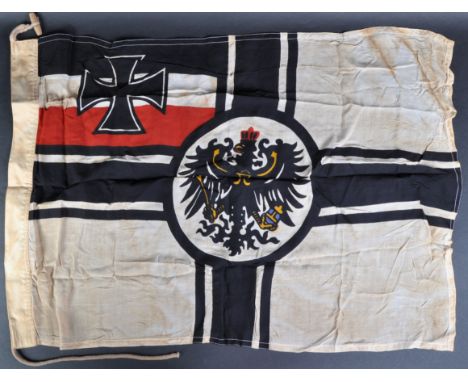 A WWI First World War Imperial German Army / Prussian flag. The flag with a central Prussian eagle and an imperial black-whit
